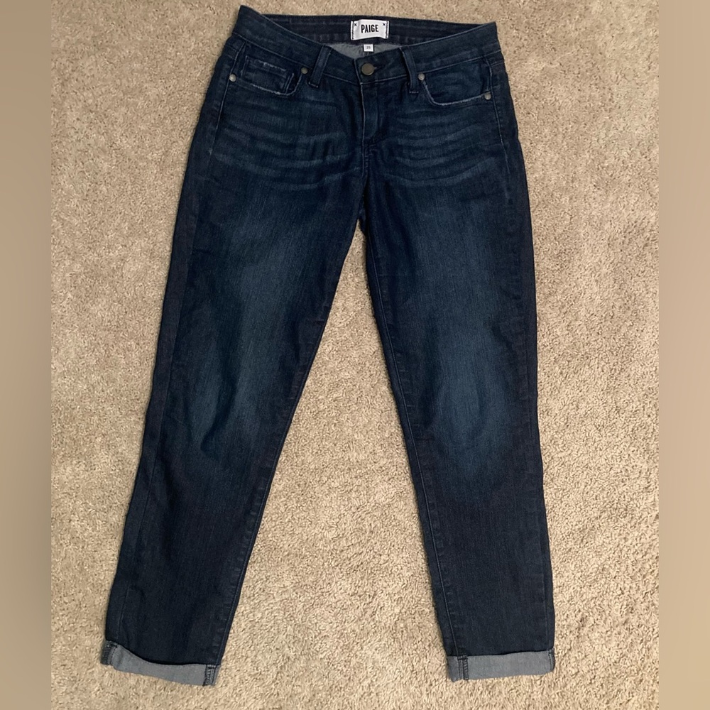 PAIGE Kylie Tonal Duncan Crop Cuffed Dark Wash Jeans Size 25
